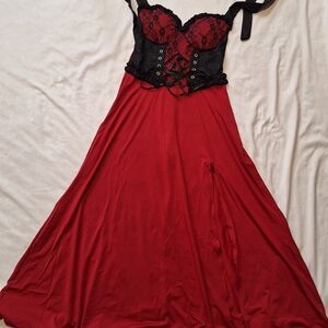 Pirate Costume Red and Black Lace Corset Dress